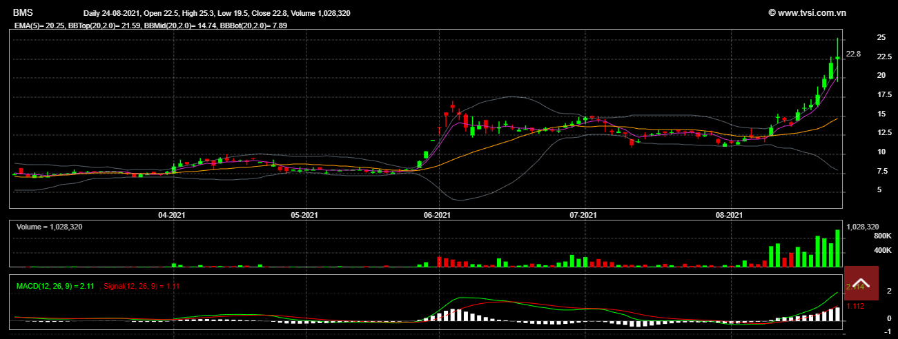 Đồ thị phân tích kỹ thuật cổ phiếu BMS