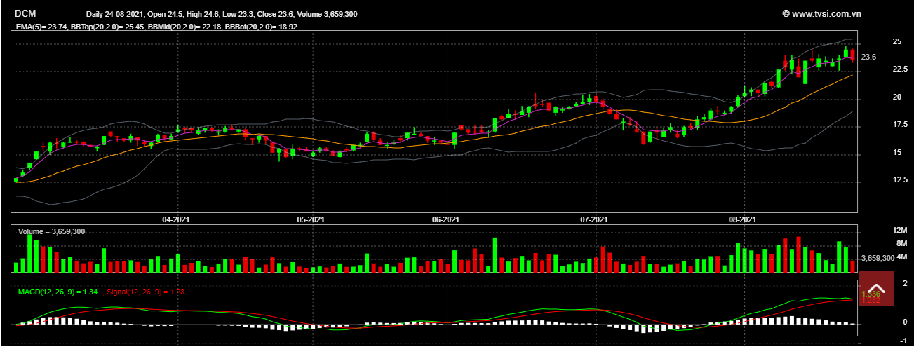 Đồ thị phân tích kỹ thuật cổ phiếu DCM
