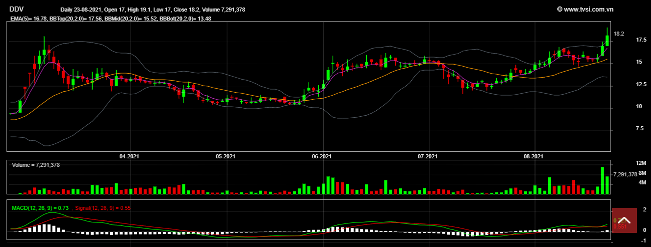 Đồ thị phân tích kỹ thuật cổ phiếu DDV
